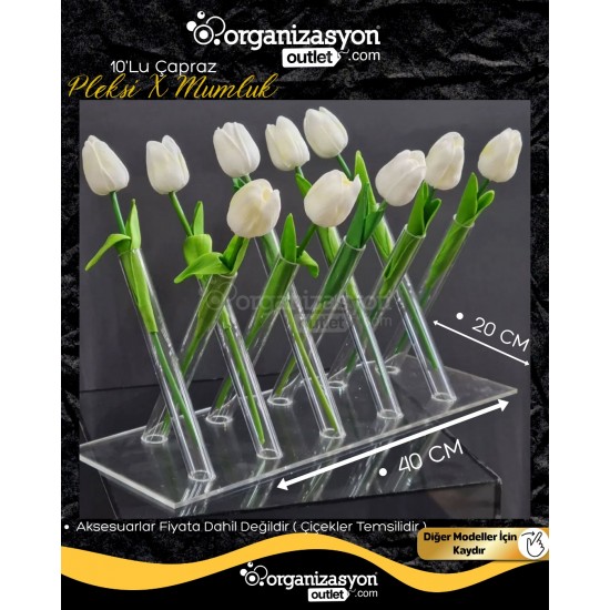 Çapraz Pleksi 10’lu X Mumluk